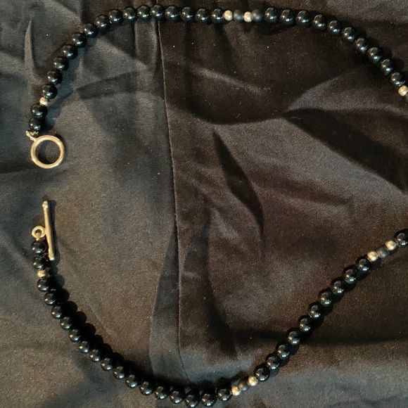 Mignon Faget onyx and gold fleur-de-lis necklace - Picture 2 of 9